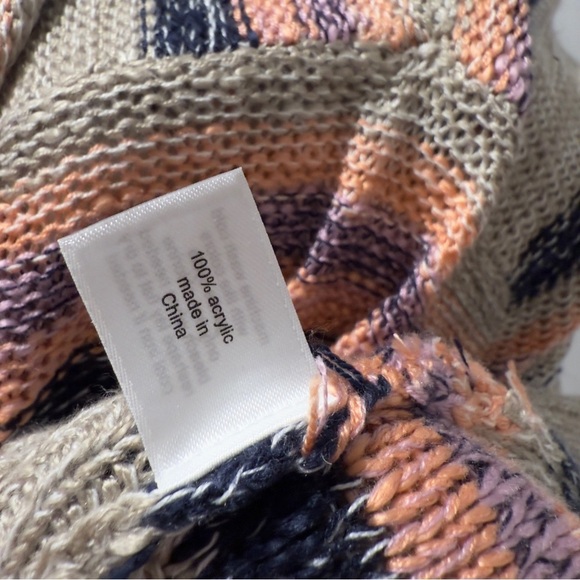 Lane Bryant Knit Striped Sweater Summer Coastal Hoodie Tan, Plus Size 26W/28W/4X - Picture 9 of 10